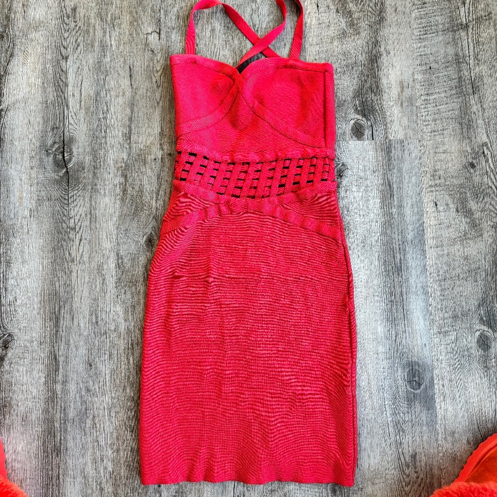 Bebe Bandage Red Dress with cutouts - Size S